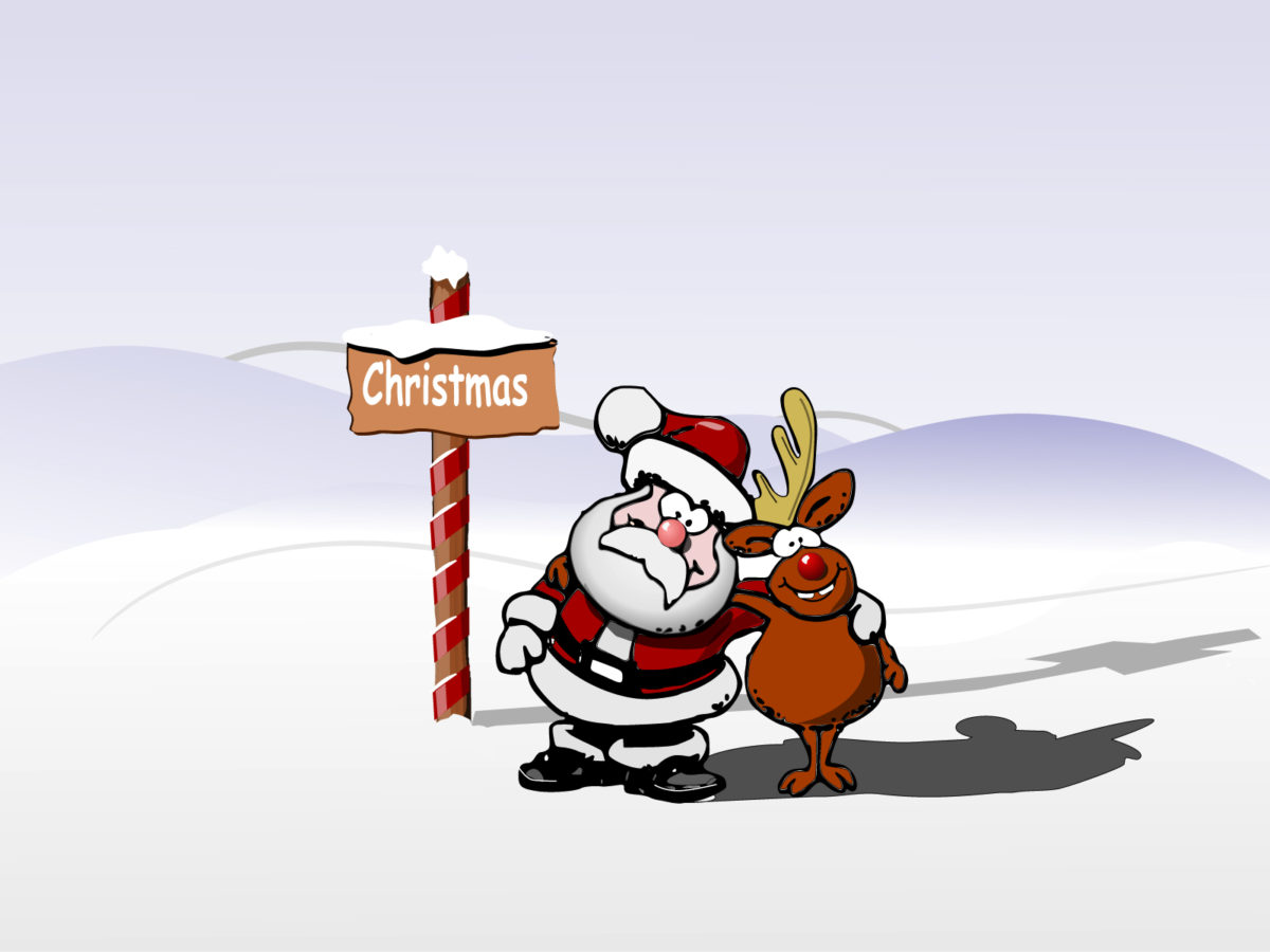 Santa and Rudolph at the Christmas Backgrounds | Christmas, Travel ...