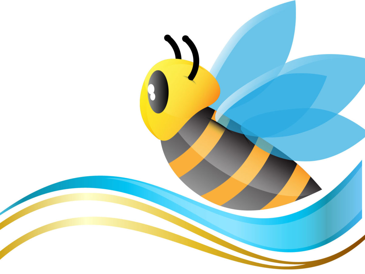 Cute Bee Backgrounds Animals, Blue, Yellow Templates Free PPT Grounds