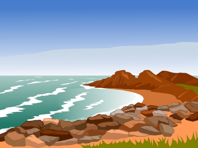 Rocky Coast Backgrounds | Blue, Brown, Green, Nature Templates | Free ...